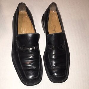 Salvatore Ferragamo Classic Black Leather Slip-Ons